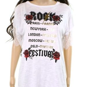 Know One Cares NEW White Womens Size L "Rock